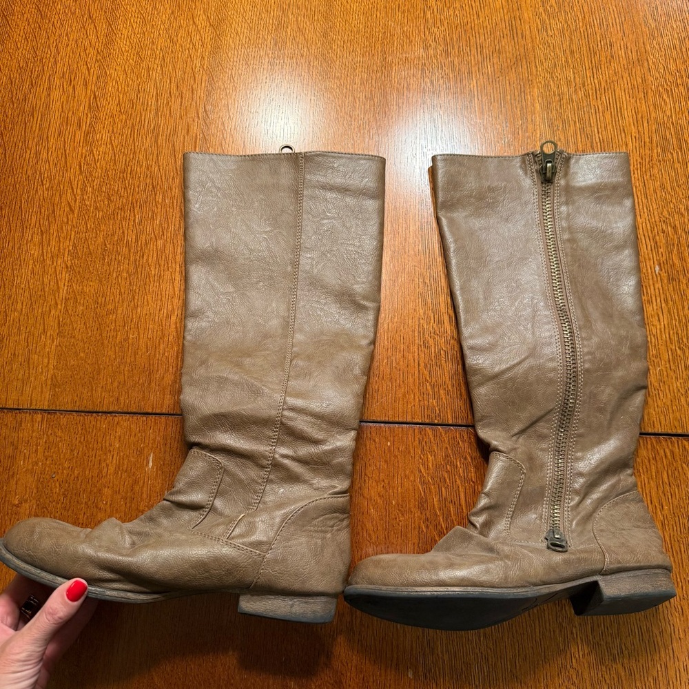 Target Taupe Brown Knee-high Boots with Double Zipper